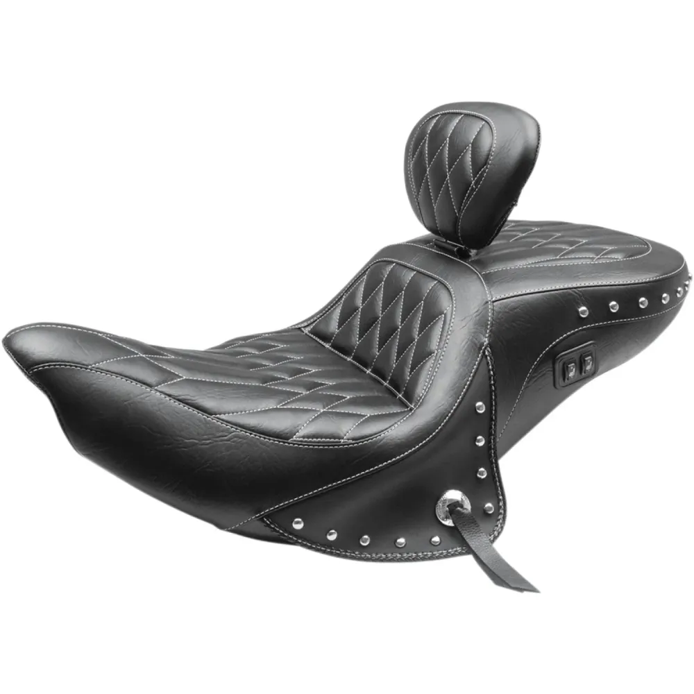 Mustang Standard Touring 2-Up met verwarming en rugleuning voor Indian