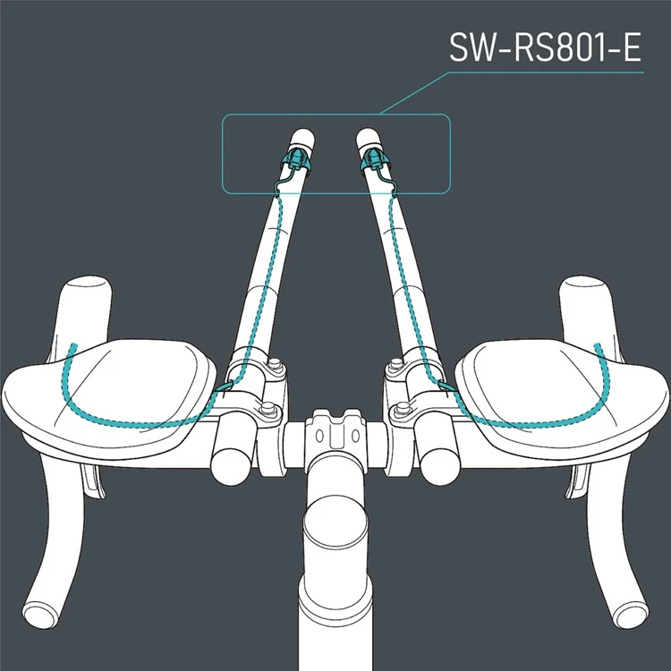Paar SHIMANO SW-RS801-E satellietbedieningen Lange kabel voor TT/Triathlon (740mm) 12V