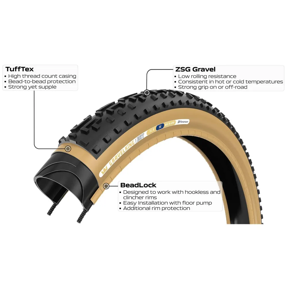 PANARACER GRAVELKING EXT TLR 700x38c Tubeless Ready Zwart band