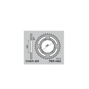 PBR Staal standaard achtertandwiel 4402 - 420