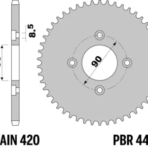 PBR Staal standaard achtertandwiel 4462 - 420
