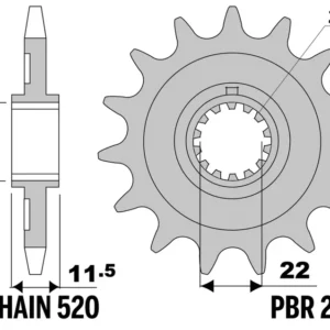 PBR staal standaard voor tandwiel 2311 - 520
