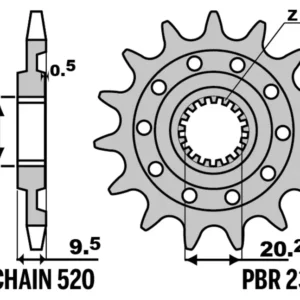 PBR staal standaard voor tandwiel 2362 - 520