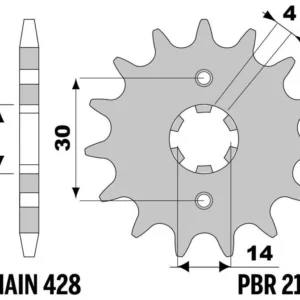 PBR Standaard voortandwiel 2166 - 428