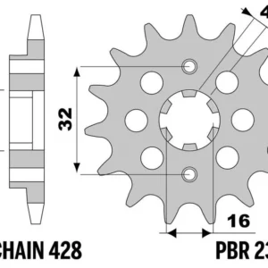 PBR Standaard voortandwiel 2346 - 428