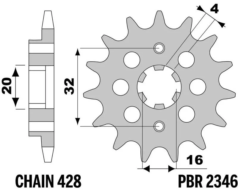 PBR Standaard voortandwiel 2346 - 428