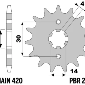 PBR Standaard voortandwiel 270 - 420