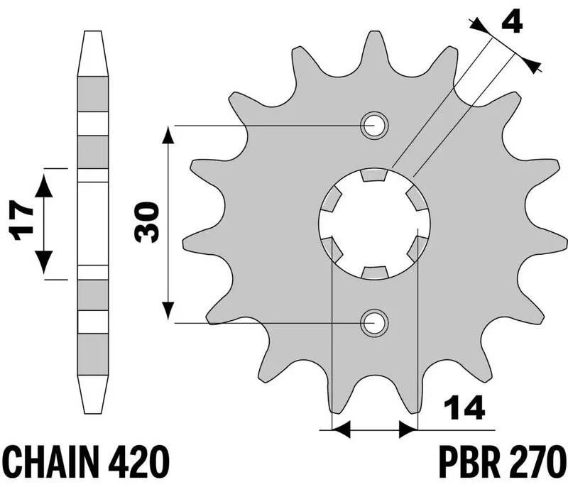 PBR Standaard voortandwiel 270 - 420