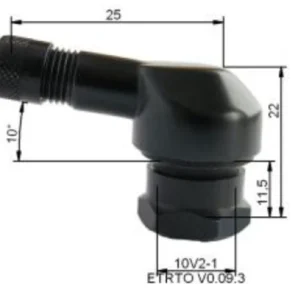 TUBELESS VENT. 80° ZWART L:25MM H:22MM Ø11,5MM ALU - x10 PROVAC