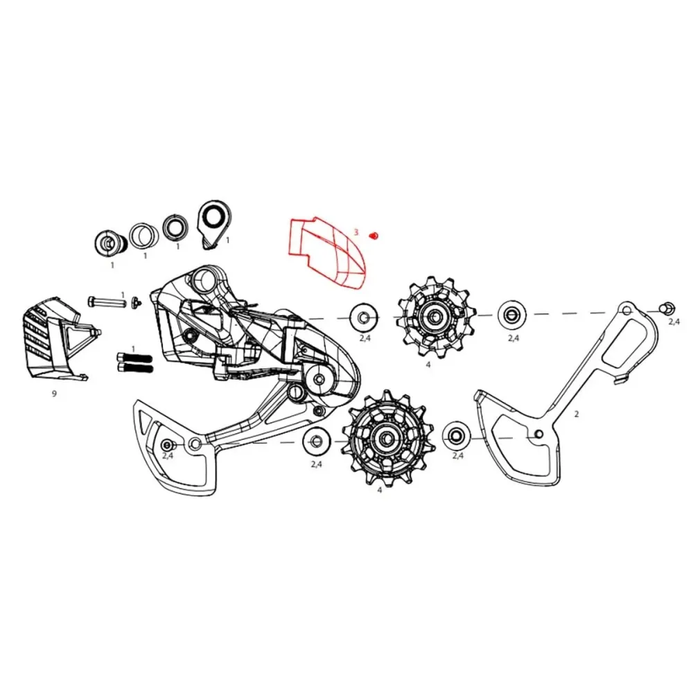 Scharnierdeksel voor SRAM GX Eagle AXS achterderailleur #11.7518.097.002