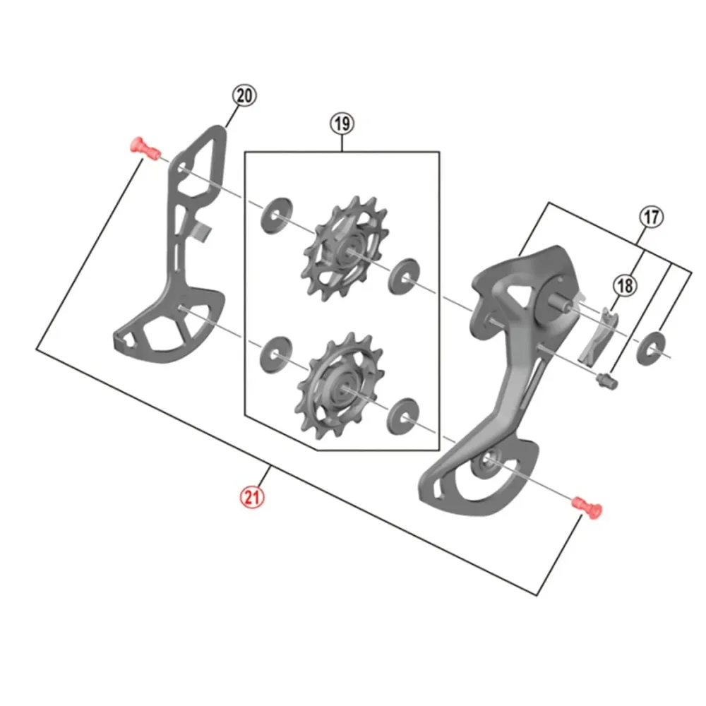 SHIMANO XTR M9000 / M9100 11V/12V achterderailleur trapasbout (x2)