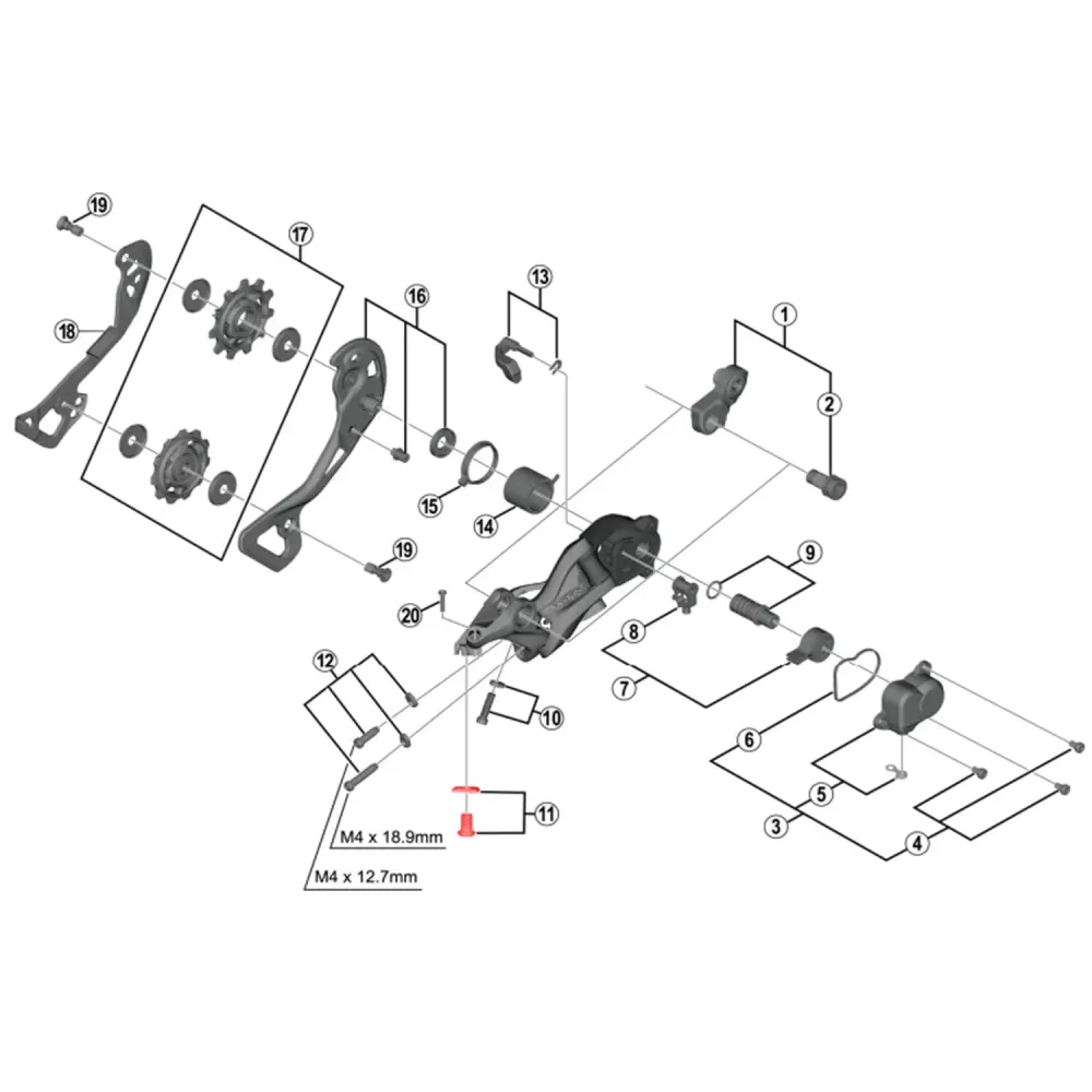 SHIMANO XTR M9000 / M9120 Achterderailleur Kabel Aanhaalschroef
