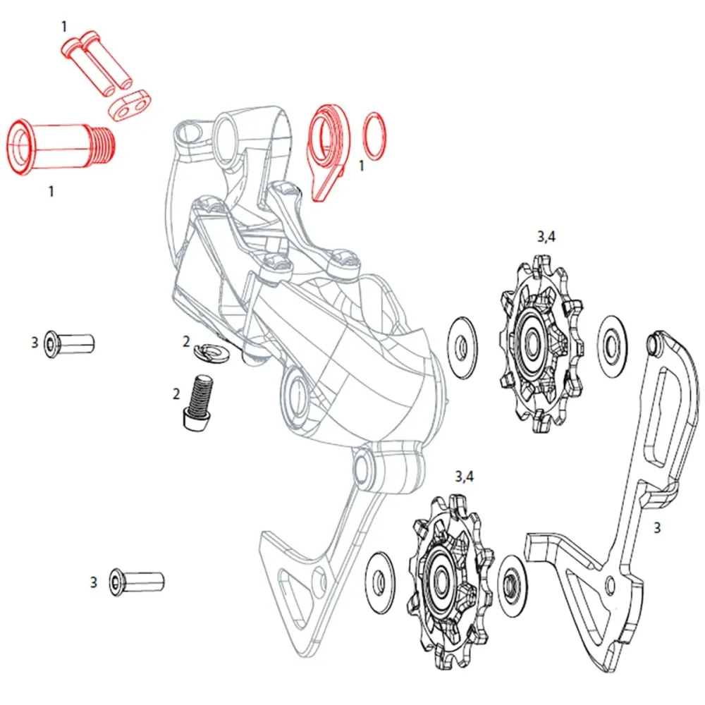 SRAM GX 1x11V Achterderailleur montage- en stelschroef #11.7518.055.000