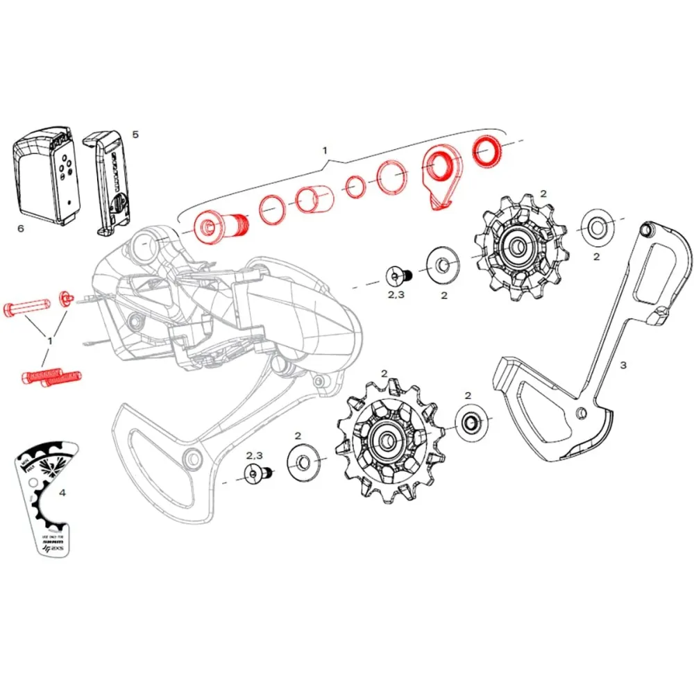 SRAM X01 Eagle AXS Achterderailleur montage- en afstelboutenset #11.7518.092.001