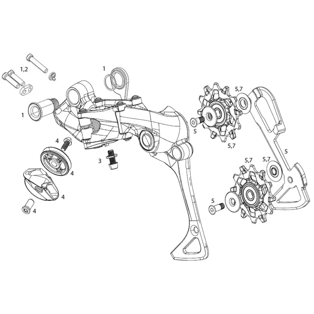 SRAM GX DH / X01DH 7V Achterderailleur B en stelschroefset #11.7518.068.000