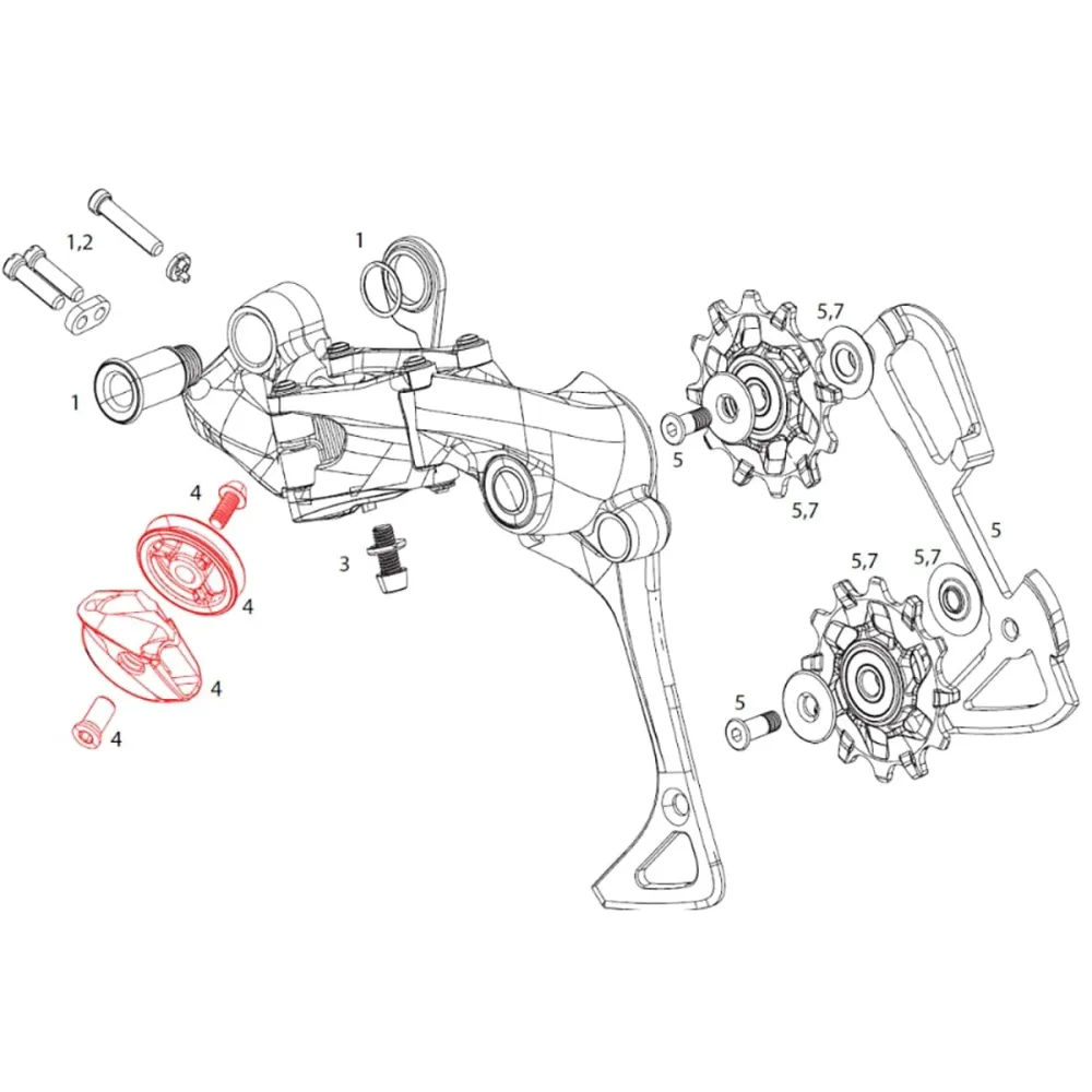 SRAM X01/DH/X1 1x11V achterderailleur kabelgeleidingsset #11.7518.029.000