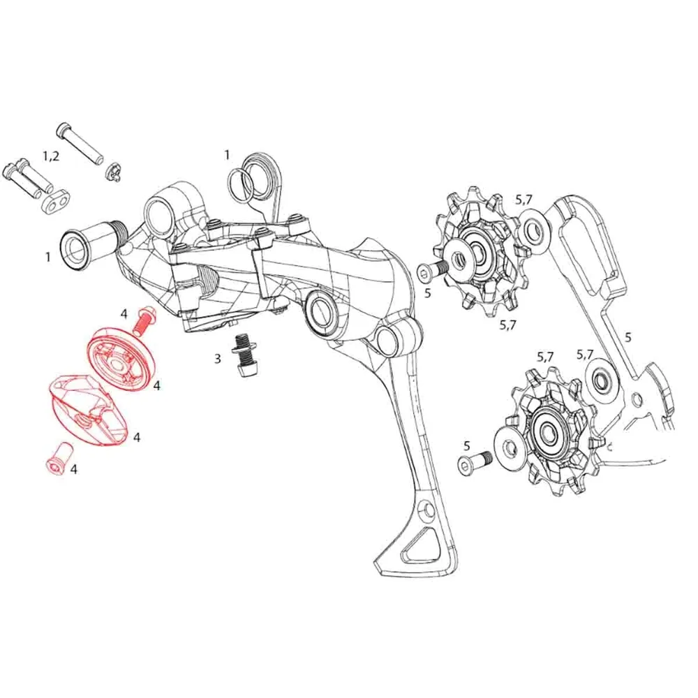 SRAM XX1 1x11V achterderailleur kabelgeleider poelie kit #11.7518.016.000