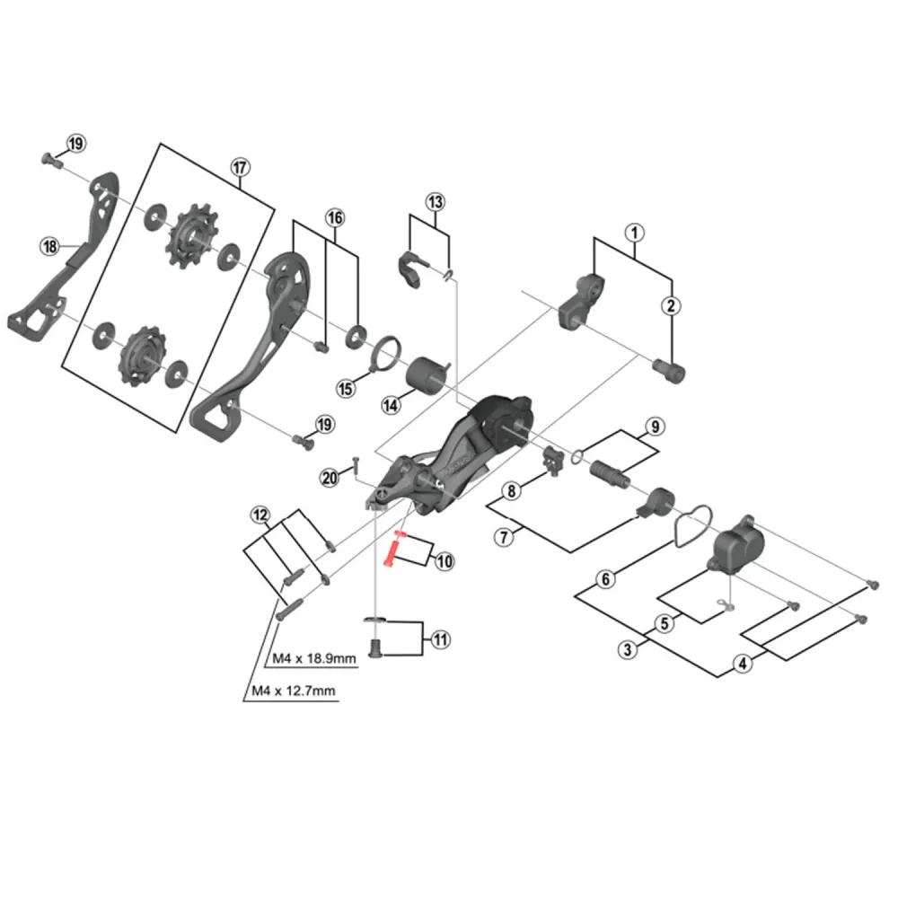 Stelschroef B voor SHIMANO XTR achterderailleur M9000 / M9100 / M9120 #Y5PV98070