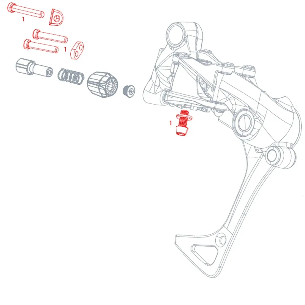 Stopper en kabelbevestigingsset voor SRAM RIVAL achterderailleur