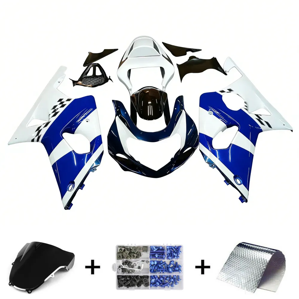 Amotopart 2000-2002 K1 K2 GSXR1000 Suzuki Blue & White Style2 Fairing Kit
