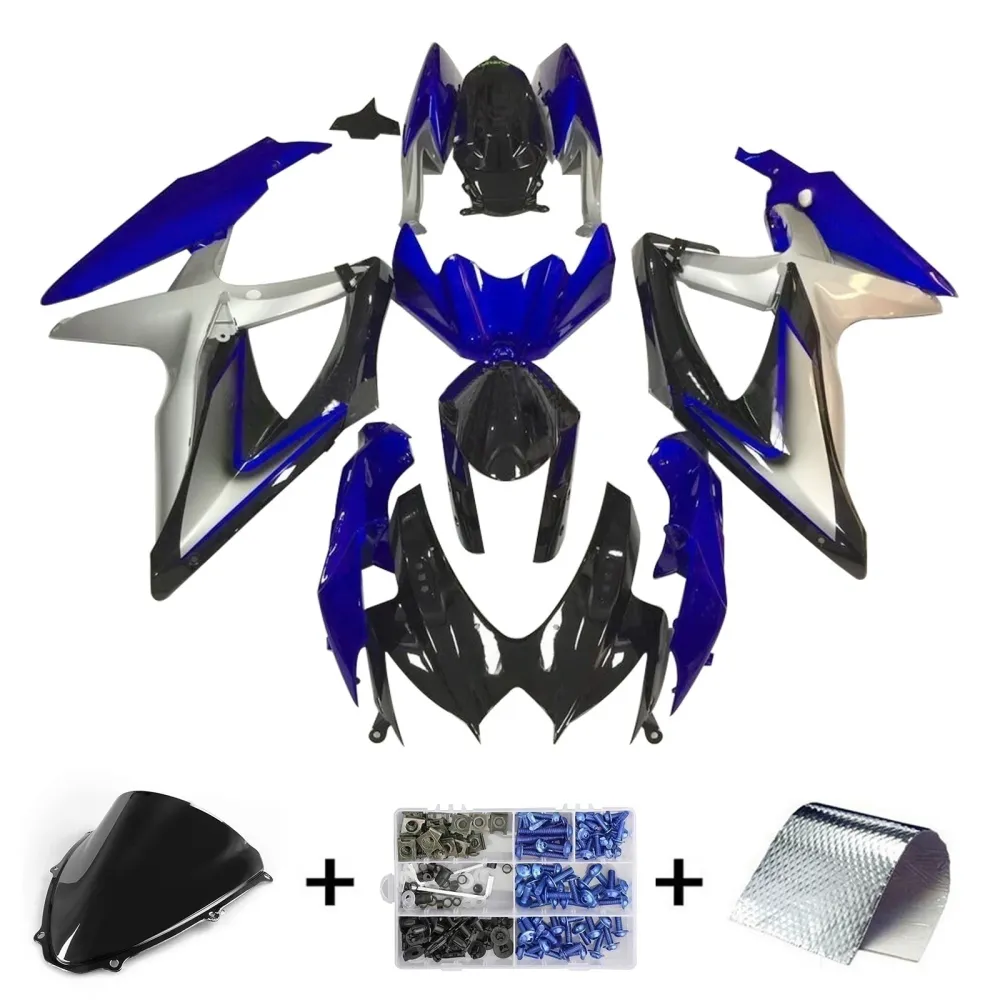 Amotopart 2006-2007 K6 GSXR 600/750 Suzuki Blue & Silver Fairing Kit