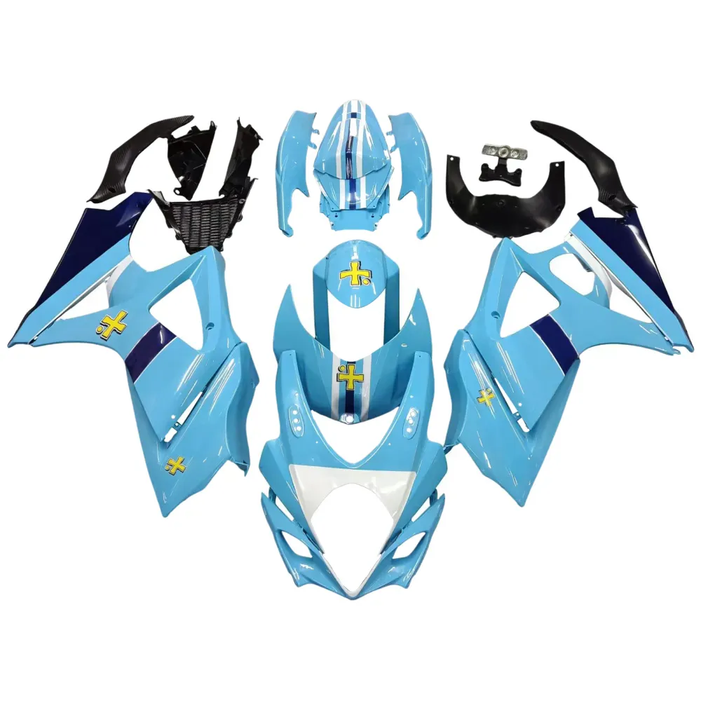 Amotopart 2007-2008 Suzuki GSXR1000 kuiplichtblauw met gele logo-kit