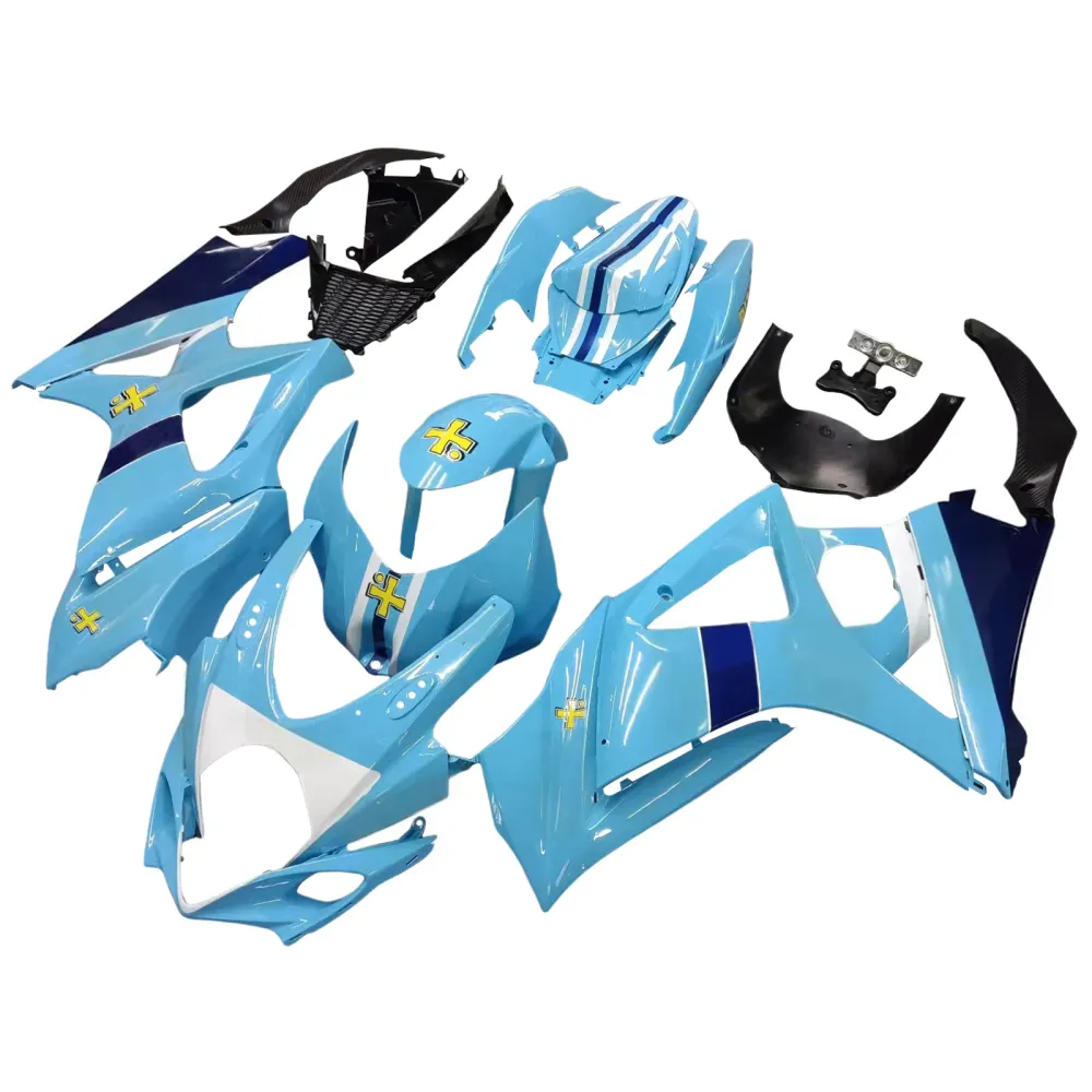 Amotopart 2007-2008 Suzuki GSXR1000 kuiplichtblauw met gele logo-kit