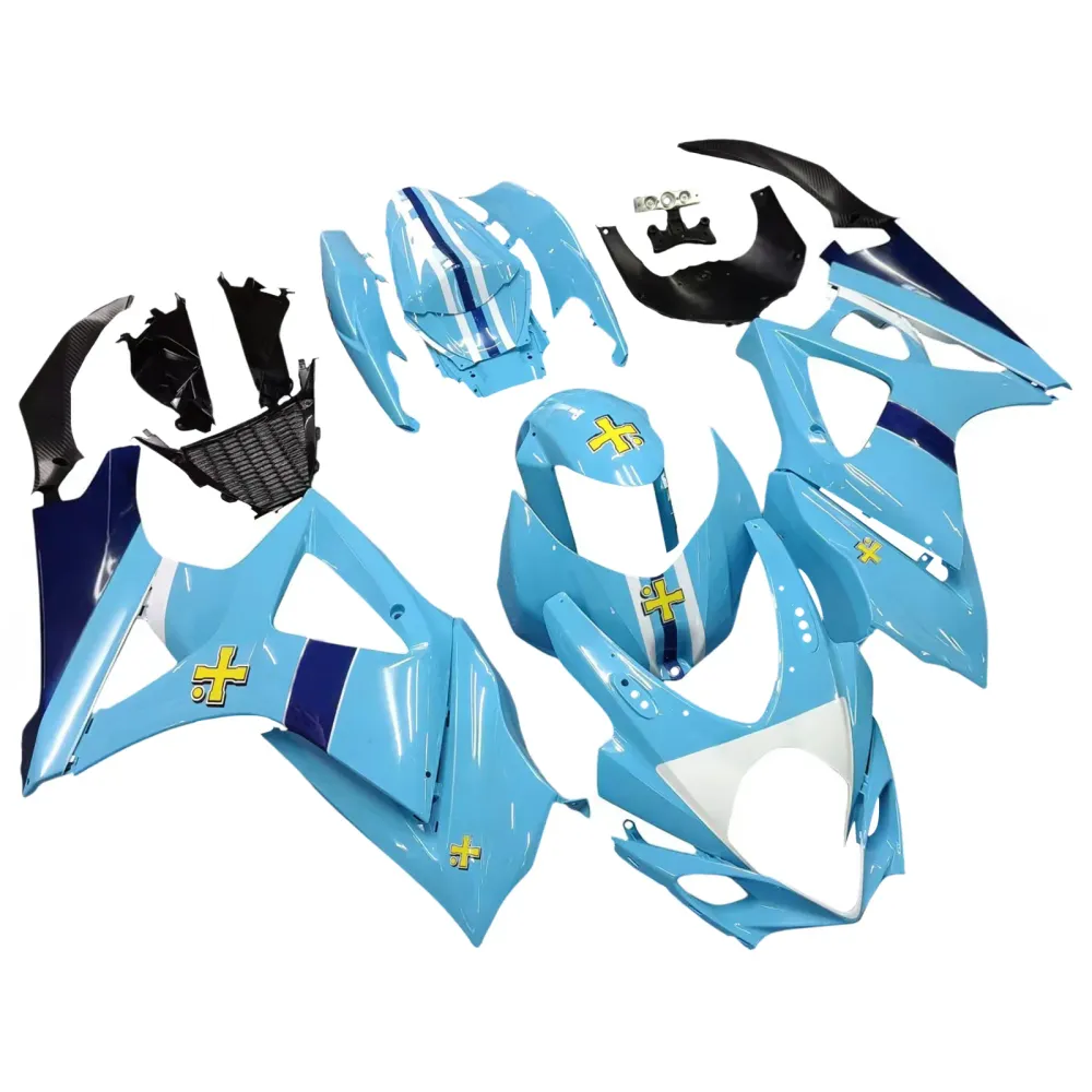 Amotopart 2007-2008 Suzuki GSXR1000 kuiplichtblauw met gele logo-kit