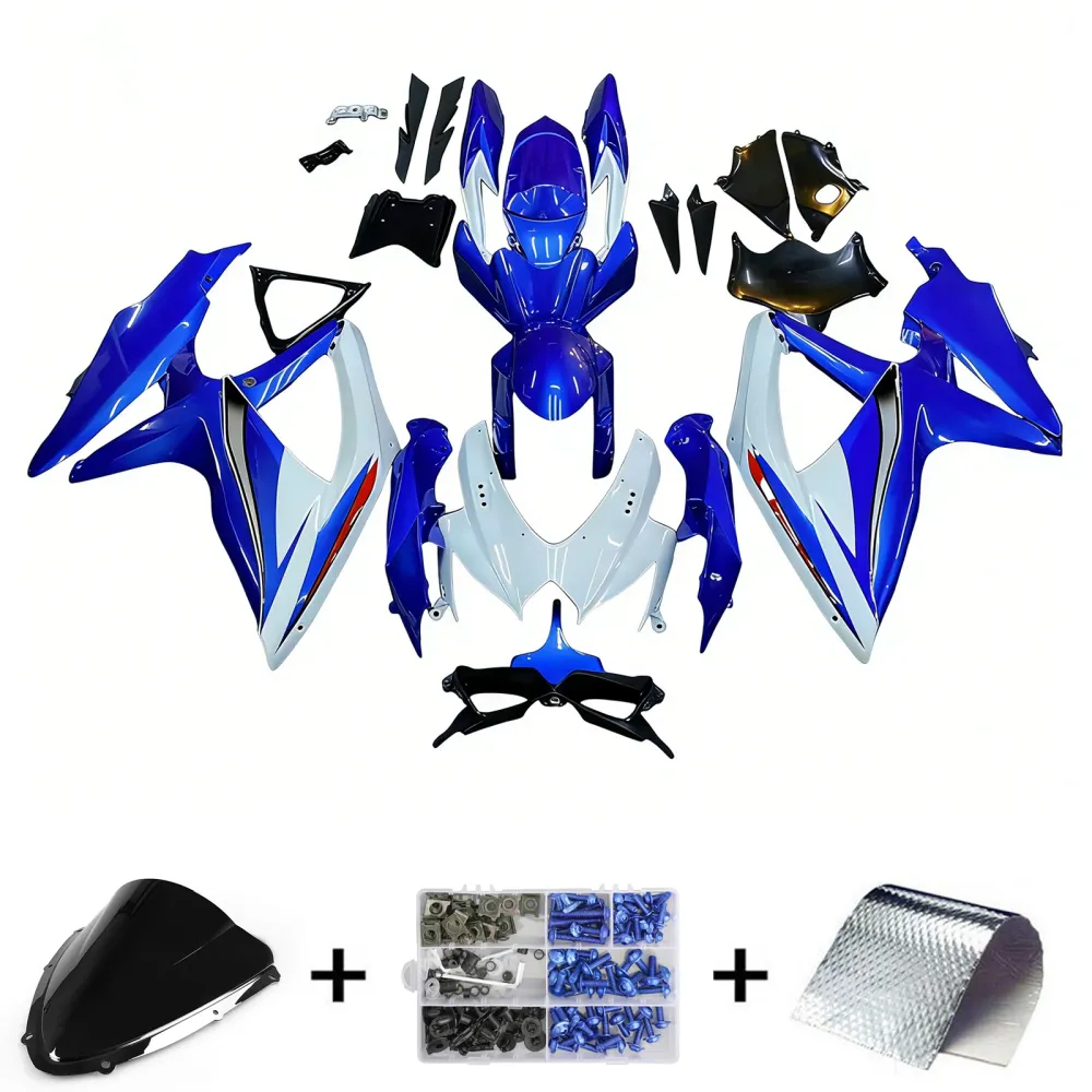 Amotopart 2008-2010 K8 GSXR 600/750 SUZUKI BLAUW & WITTE STYLE 1 KUIST KIT
