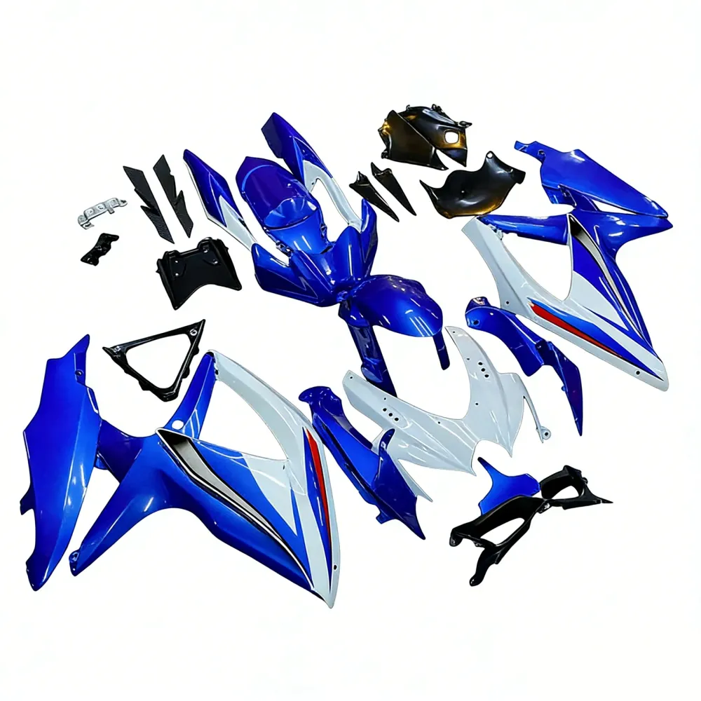 Amotopart 2008-2010 K8 GSXR 600/750 SUZUKI BLAUW & WITTE STYLE 1 KUIST KIT