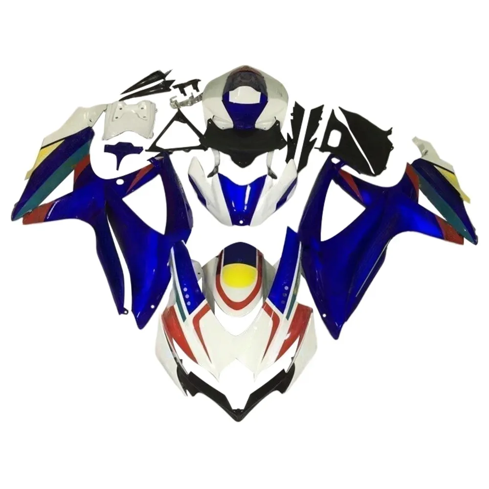 Amotopart 2008-2010 K8 GSXR 600/750 SUZUKI BLAUW & WIT STYLE 6 KUIST KIT