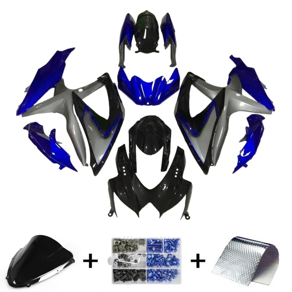 Amotopart 2008-2010 K8 GSXR 600/750 Suzuki Gray & Blue Fairing Kit