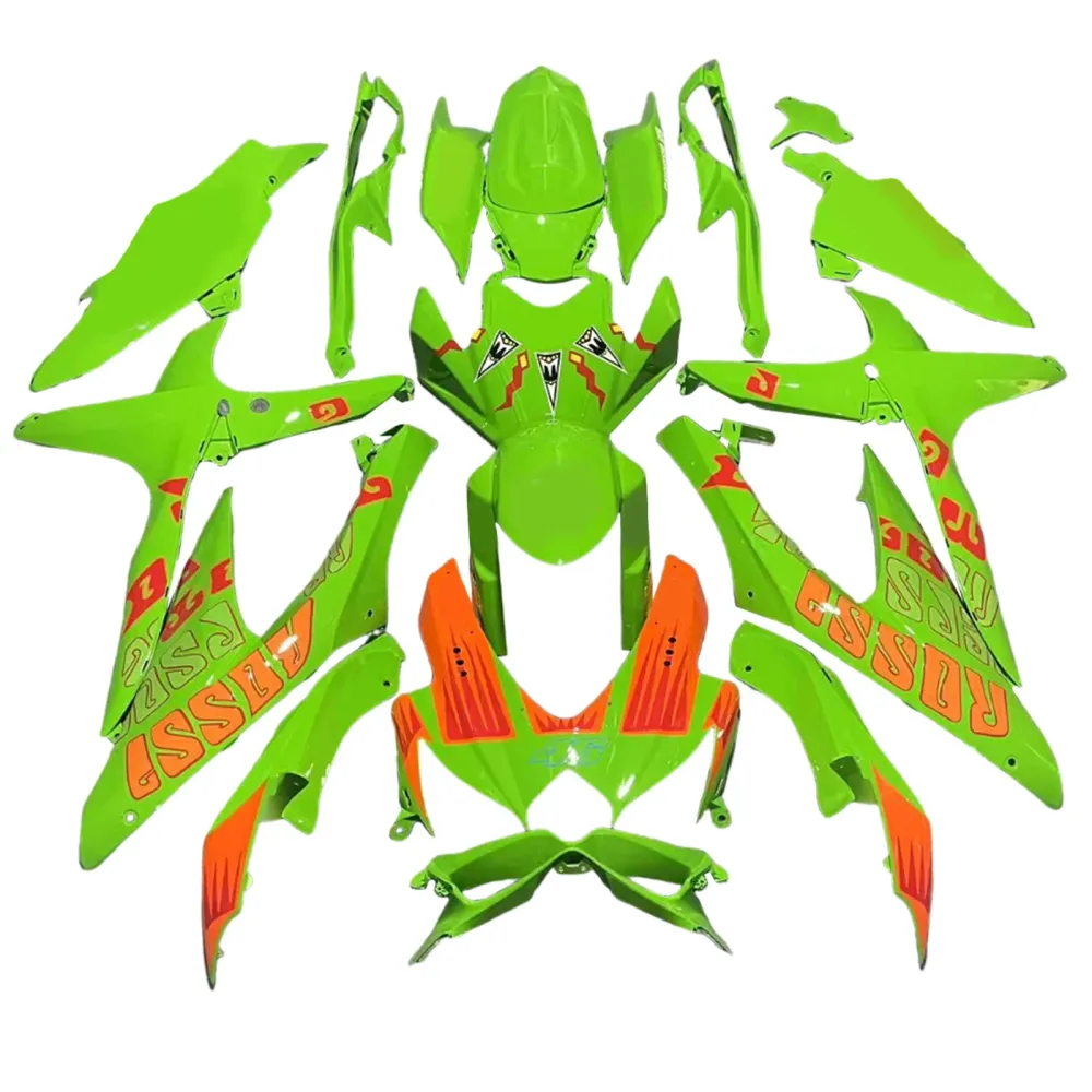 Amotopart 2008-2010 K8 GSXR 600/750 Suzuki Green & Orange Fairing Kit