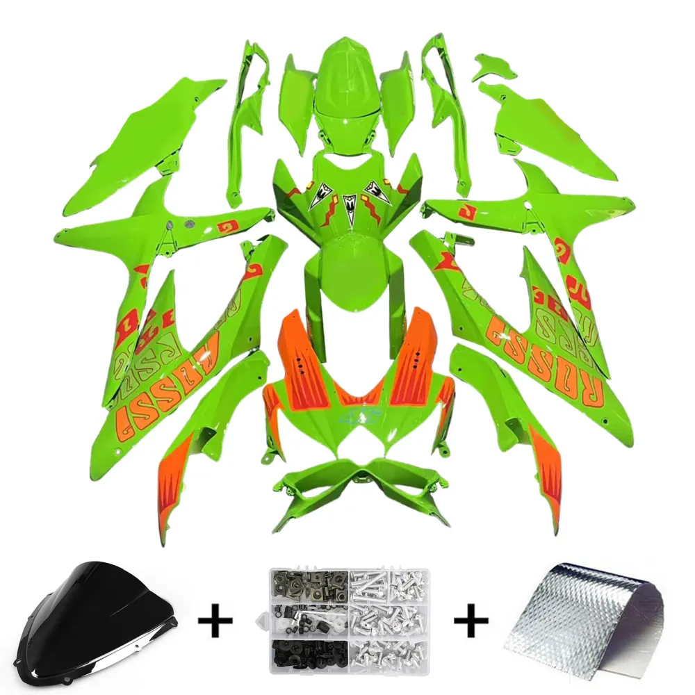Amotopart 2008-2010 K8 GSXR 600/750 Suzuki Green & Orange Fairing Kit