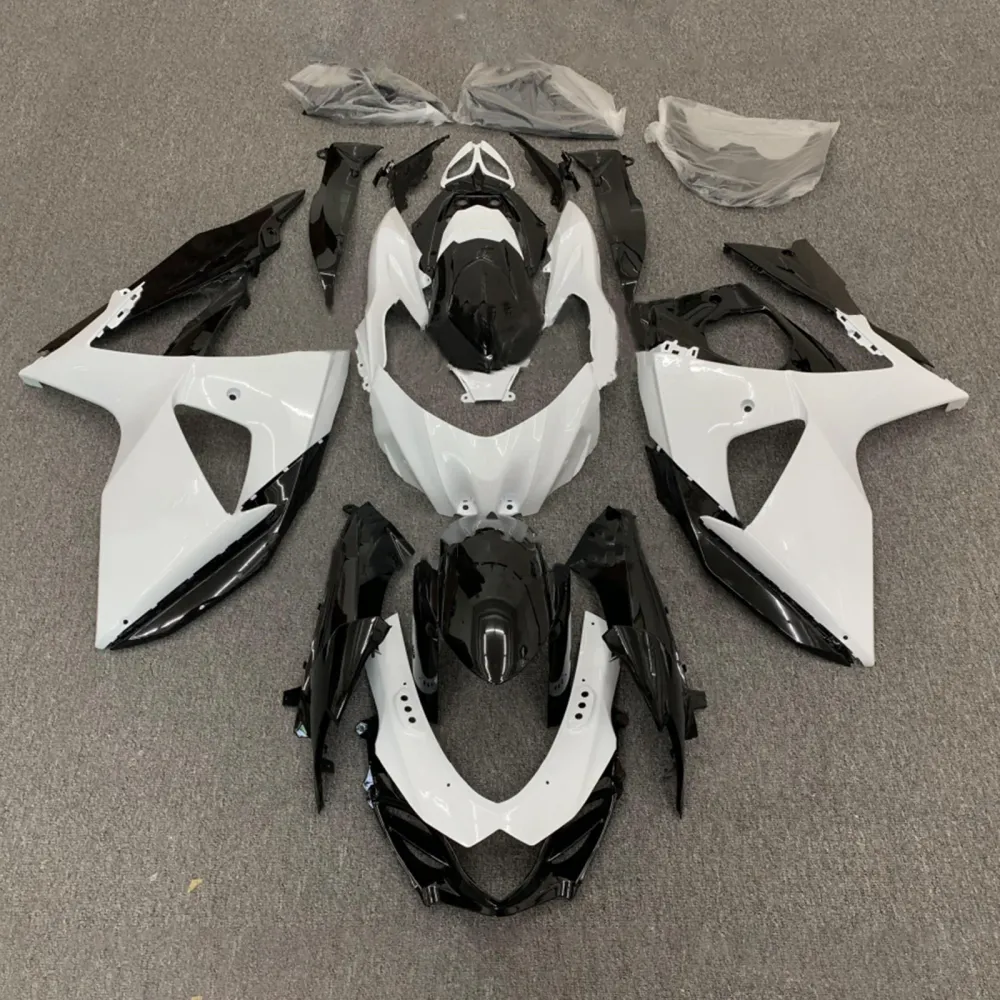 Amotopart 2009-2016 K9 GSXR1000 Suzuki White & Black Fairing Kit