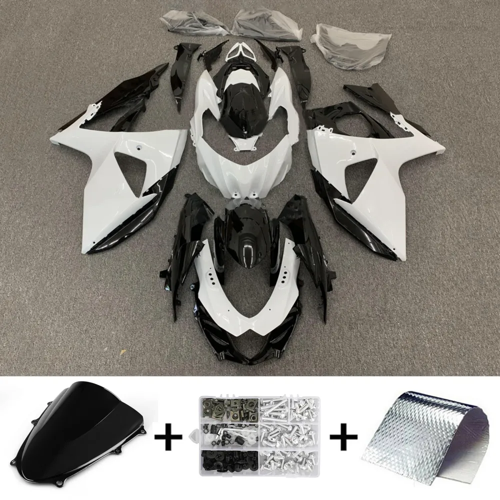 Amotopart 2009-2016 K9 GSXR1000 Suzuki White & Black Fairing Kit
