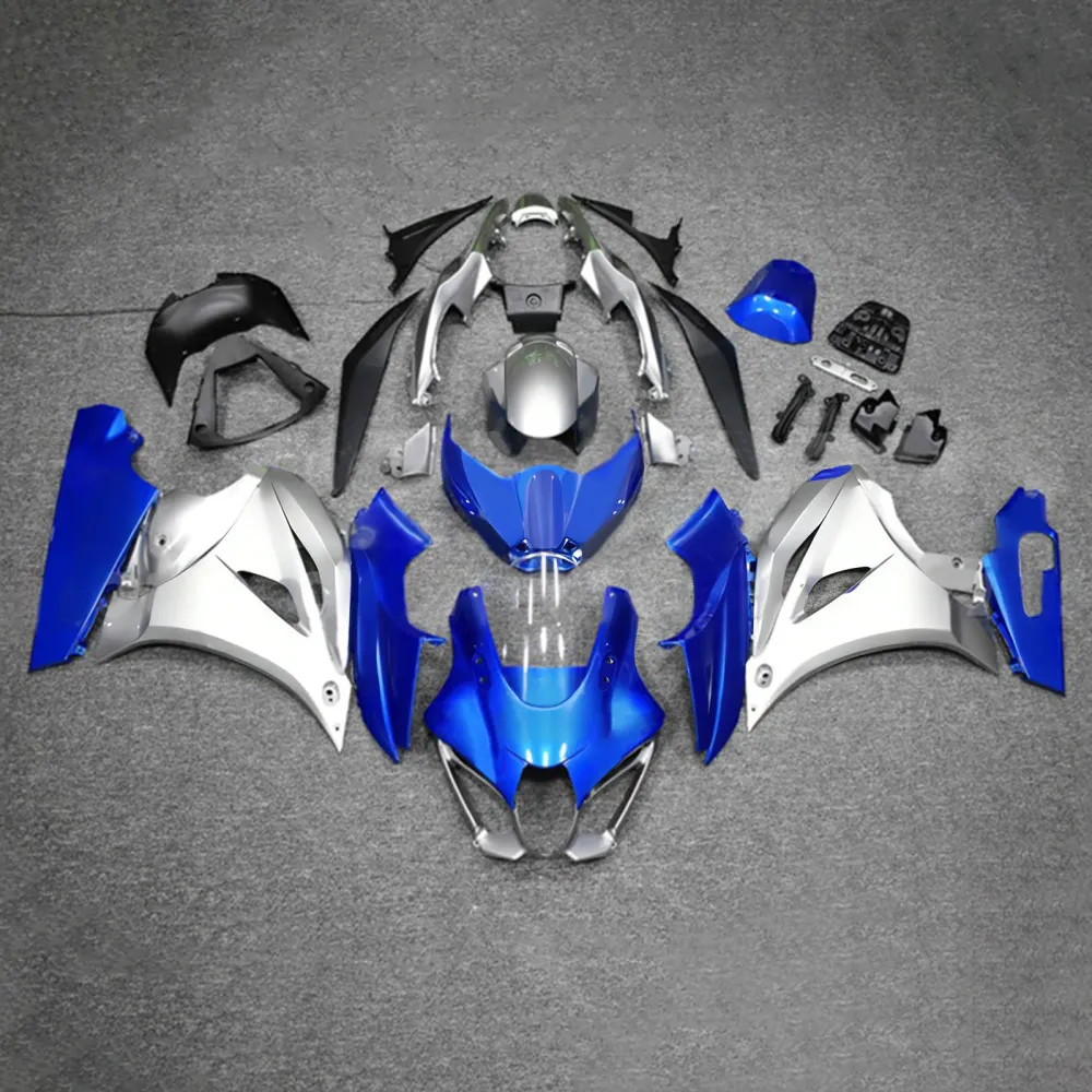 Amotopart 2017-2024 K17 GSXR1000 Suzuki Blue & Silver Fairing Kit