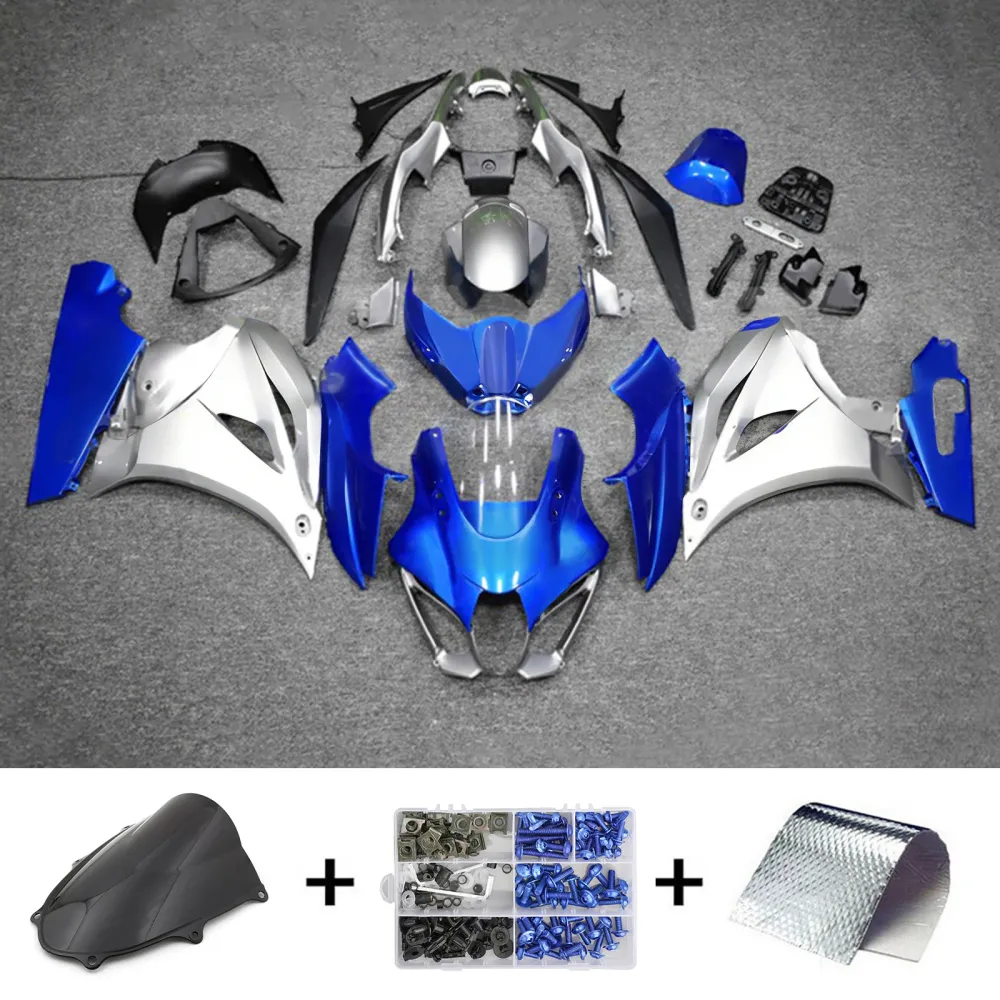 Amotopart 2017-2024 K17 GSXR1000 Suzuki Blue & Silver Fairing Kit