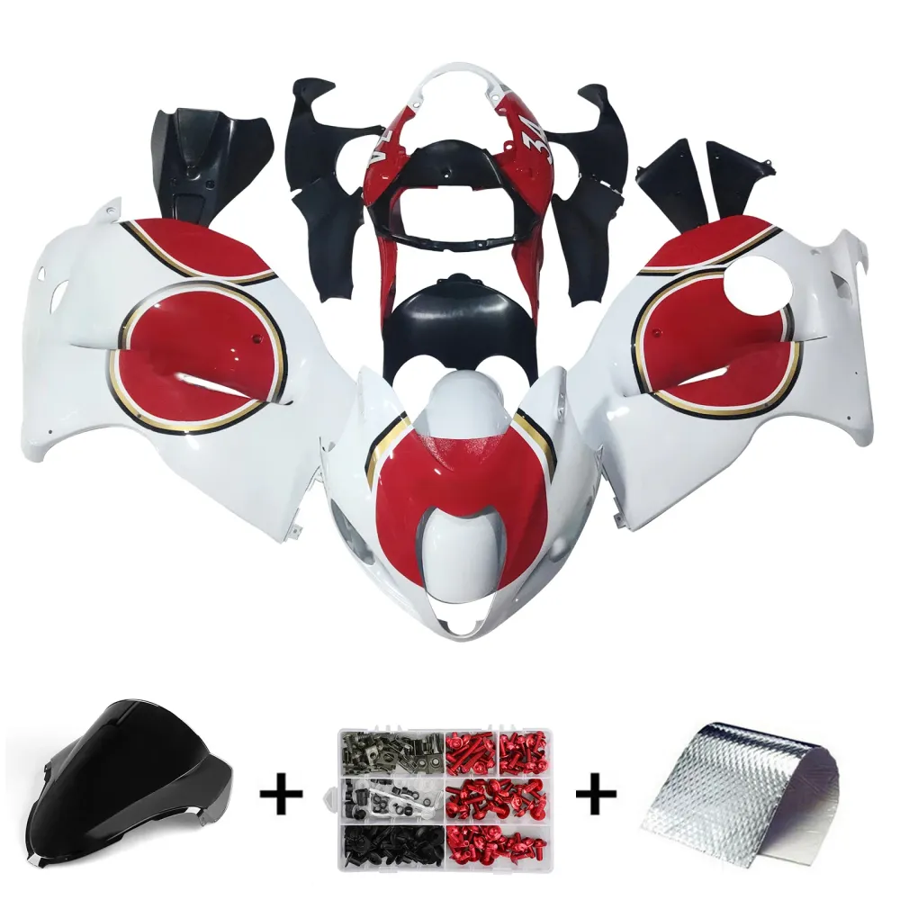 Amotopart Suzuki Hayabusa GSX1300R 1999-2007 Kuipdeel Wit&Red Kit