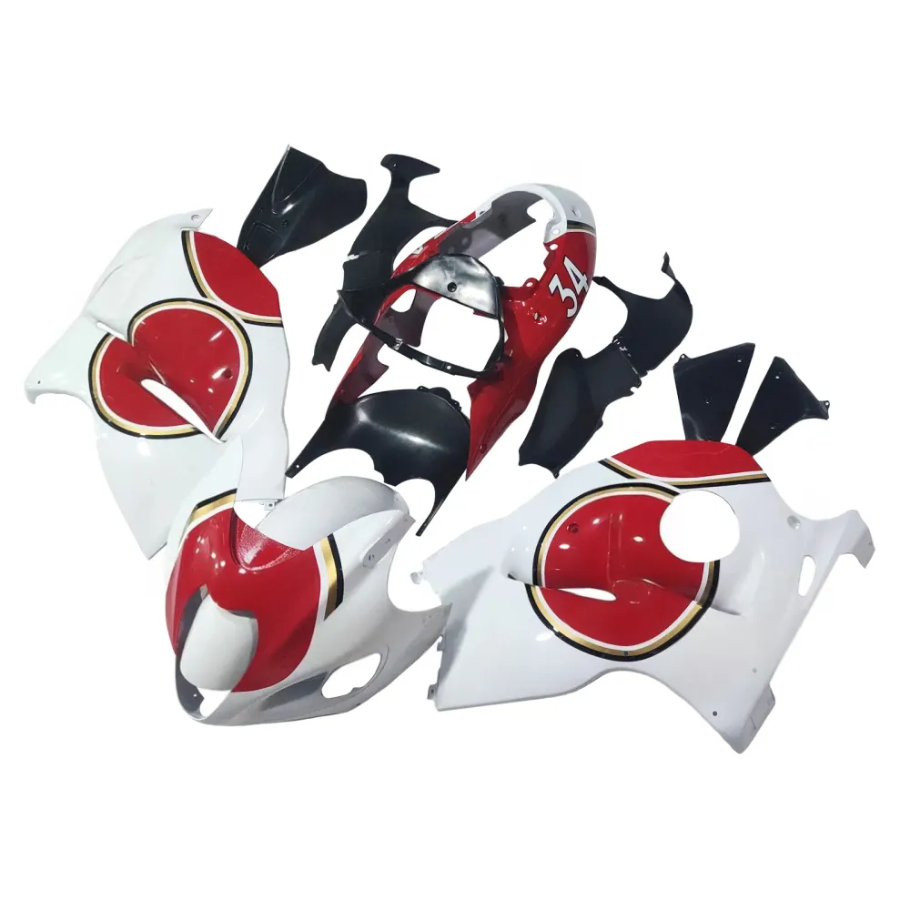 Amotopart Suzuki Hayabusa GSX1300R 1999-2007 Kuipdeel Wit&Red Kit