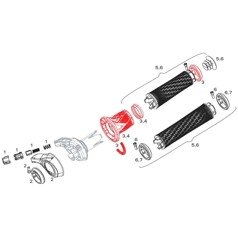 Vervangende handgreepset voor SRAM GRIP SHIFT XX / X0 Front Shift #11.7018.010.000
