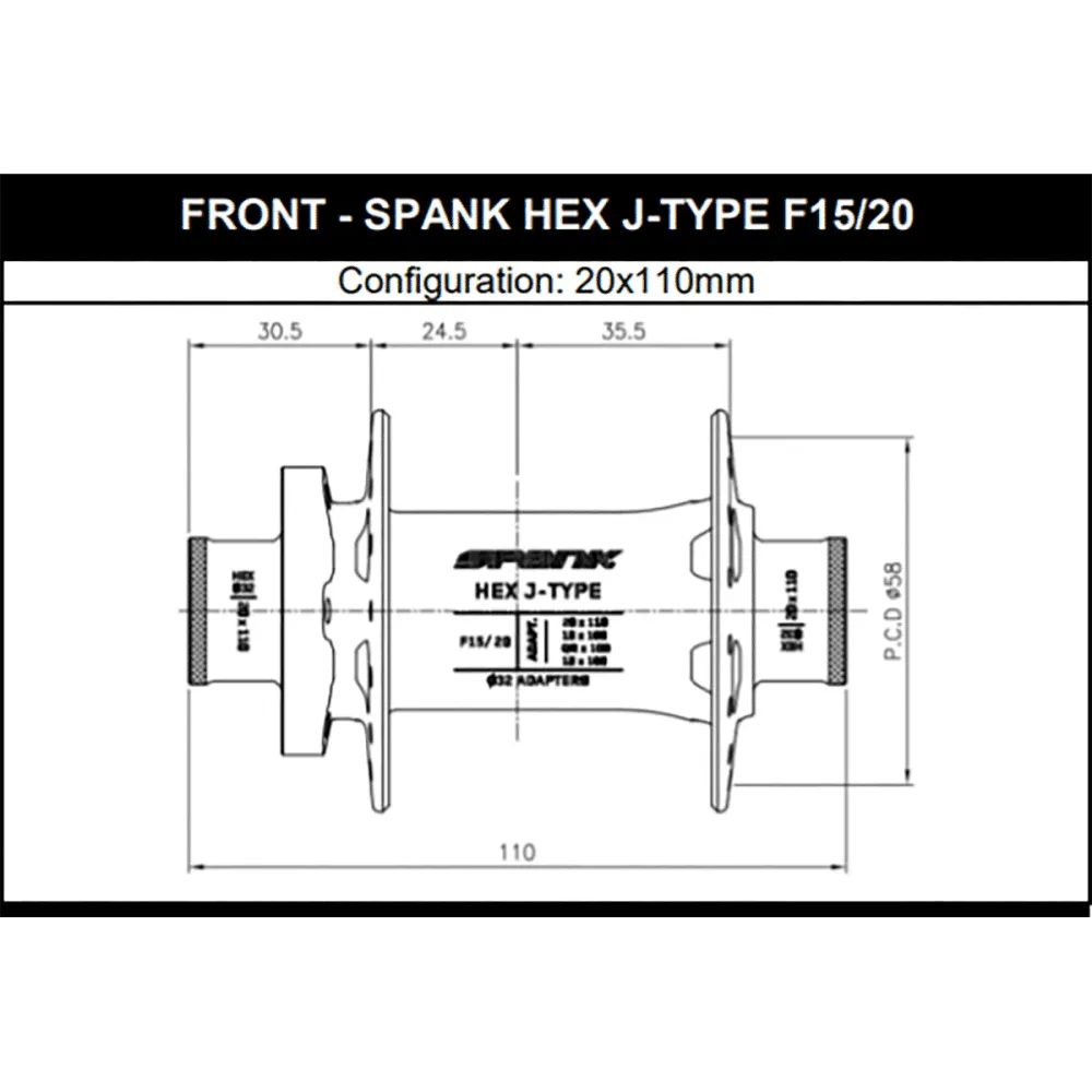 Voornaaf SPANK HEX 15/20 mm Zwart