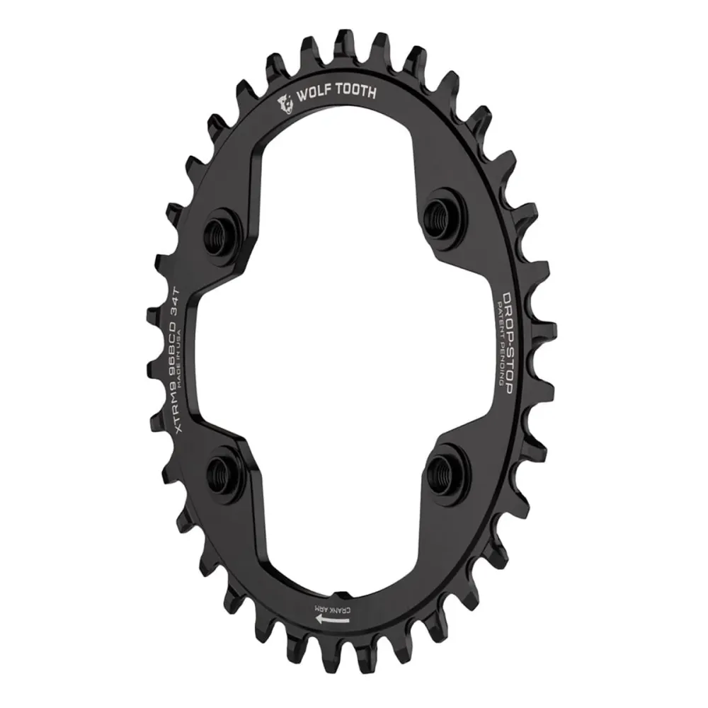 WOLF TOOTH 96 BCD 9/10/11/12V Shimano XTR M9000/M9020 4 Gats 96mm Zwart Mono Kettingblad