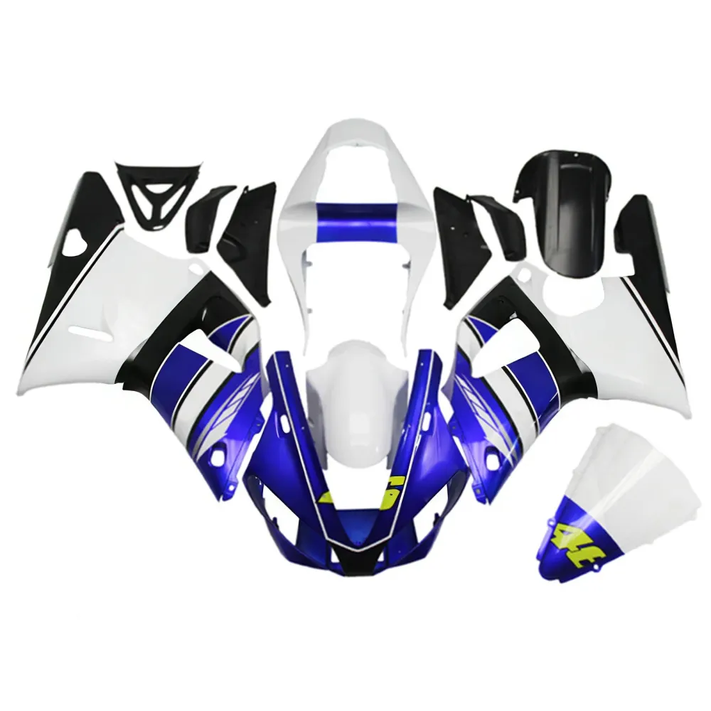 Amotopart 2000-2001 YZF 1000 R1 Yamaha Blue & White Styl3 Fairing Kit