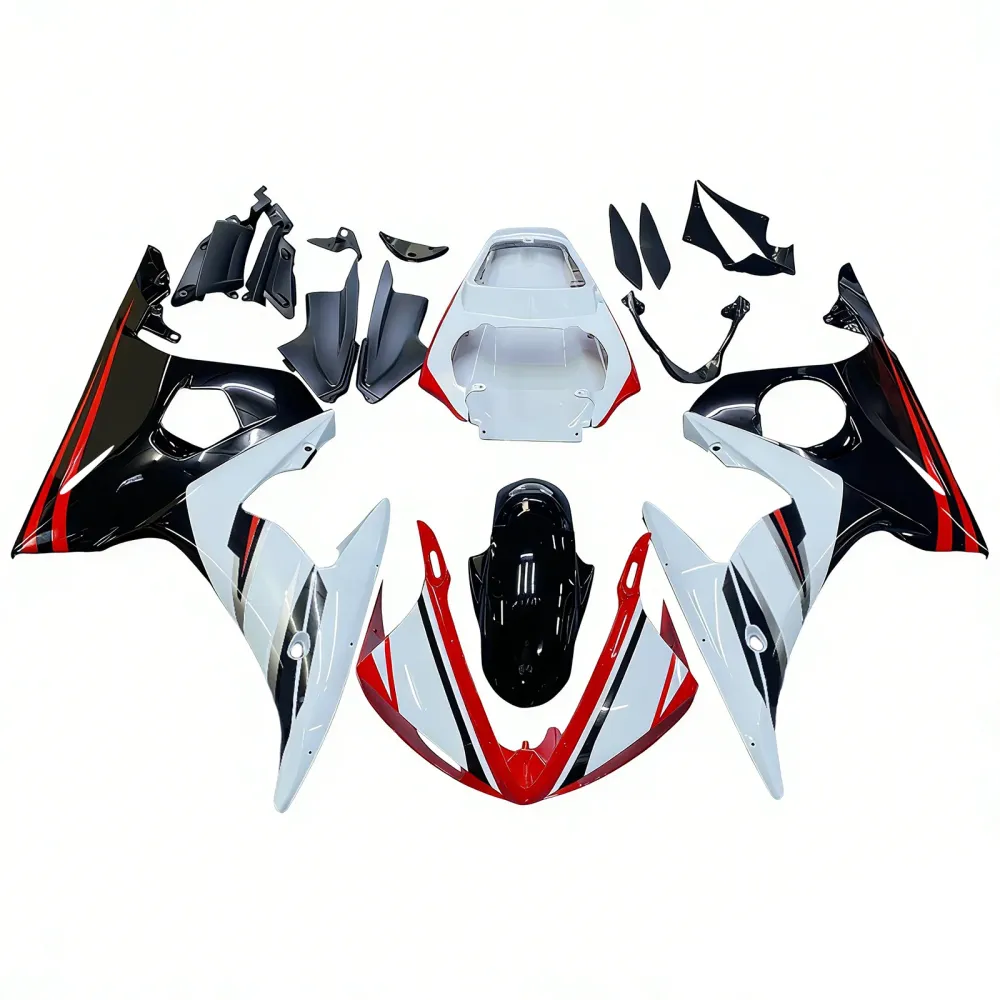 Amotopart kuipset voor Yamaha YZF 600 R6 2003-2004 en YZF R6S 2006-2009, wit/zwart/rood