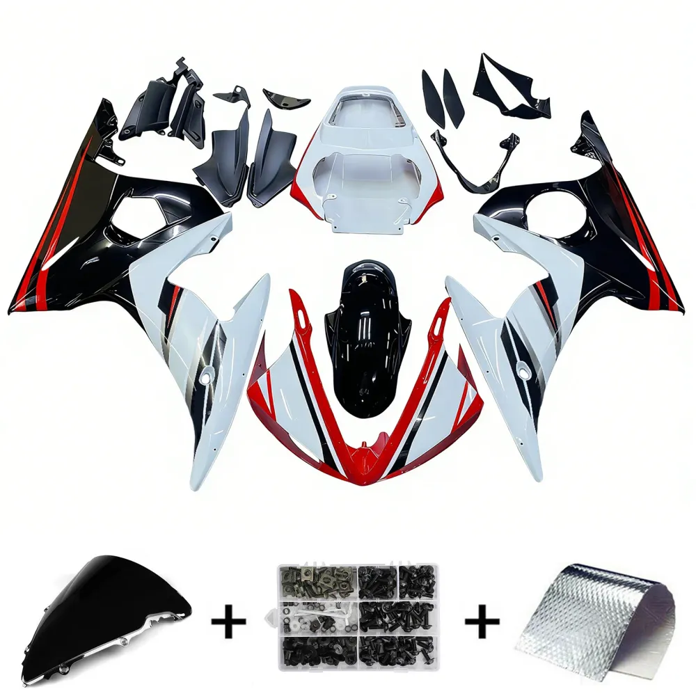 Amotopart kuipset voor Yamaha YZF 600 R6 2003-2004 en YZF R6S 2006-2009, wit/zwart/rood