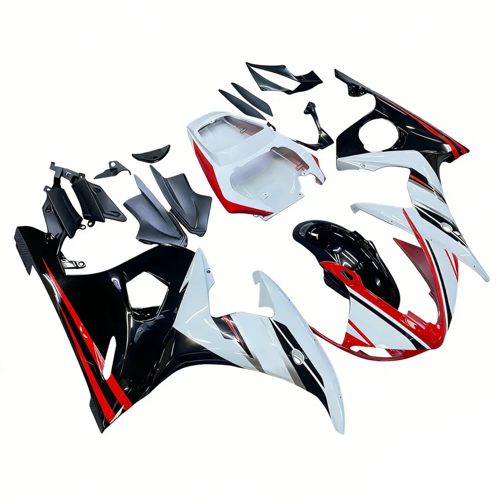 Amotopart kuipset voor Yamaha YZF 600 R6 2003-2004 en YZF R6S 2006-2009, wit/zwart/rood