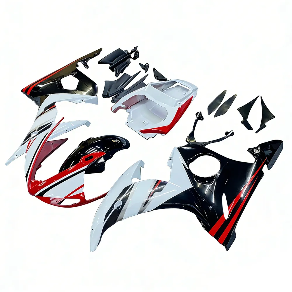 Amotopart kuipset voor Yamaha YZF 600 R6 2003-2004 en YZF R6S 2006-2009, wit/zwart/rood