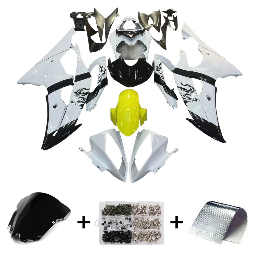 Amotopart Yamaha YZF 600 R6 2008-2016 Wit met briefbeurskit