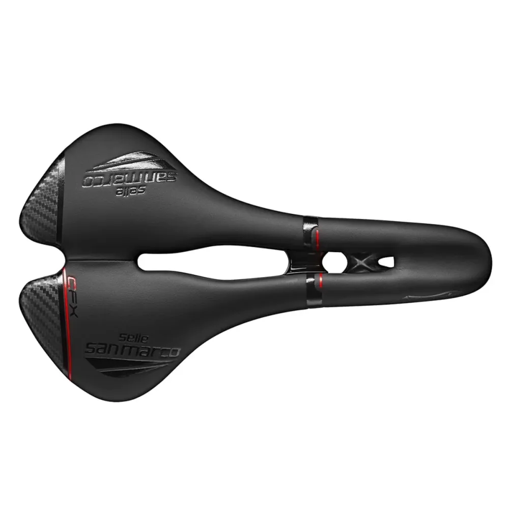 Zadel SAN MARCO ASPIDE CARBON FX OPEN FIT WIDE Carbon Rails Zwart